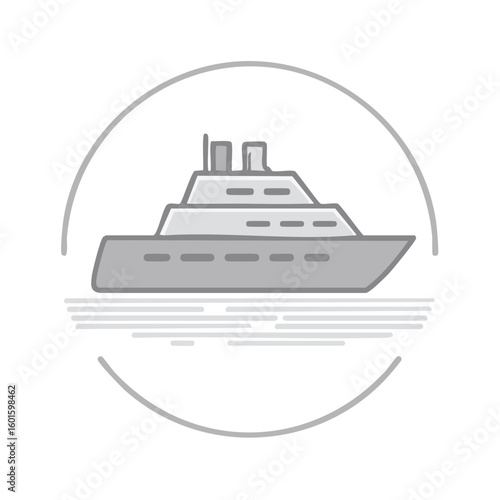 Stylish yacht ship vector illustration on water travel vacation destination