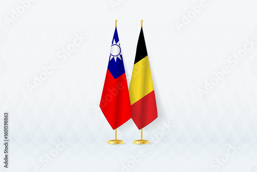 Taiwan and Belgium Flags Side by Side, Symbol of International Partnership.