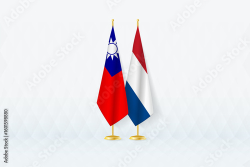 Taiwan and Netherlands Flags Side by Side, Symbol of International Partnership.