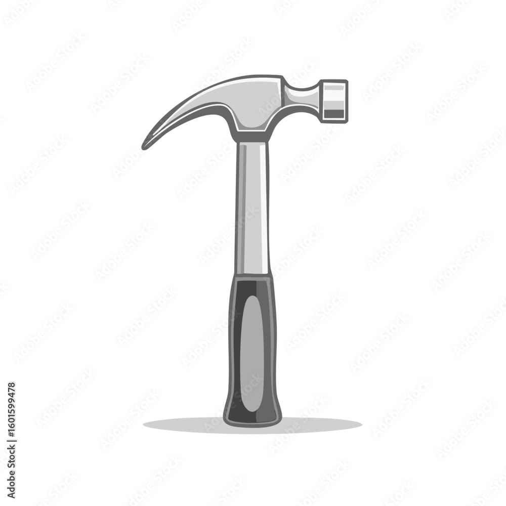 Isolated Claw Hammer Illustration with Grey Head and Handle on a White Background, Hand Tool for Construction and Carpentry Isolated Claw Hammer Illustration with Grey Head and Handle on a White Background, Hand Tool for Construction and Carpentry