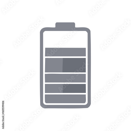Stylized battery icon with partial charge level a simple illustration of energy storage device indicator