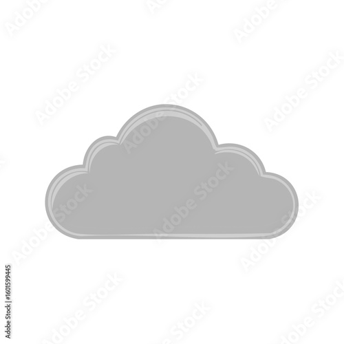Isolated Gray Cloud Shape Illustration, Atmospheric Weather Graphic Element