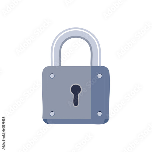 Isolated Gray Padlock Illustration of Security and Protection