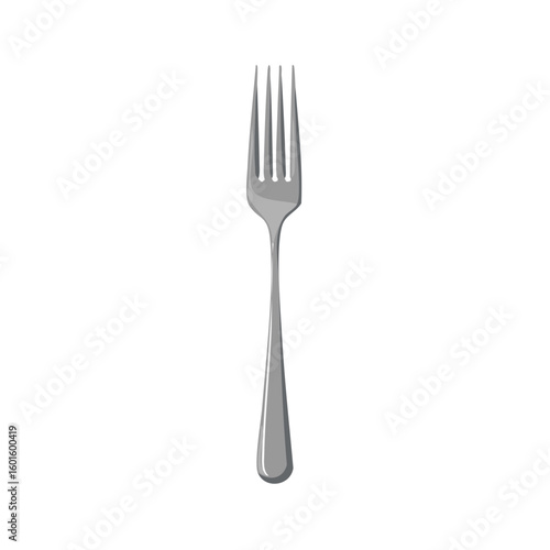 Simple silver fork with four tines ideal for eating and dining in restaurants and homes