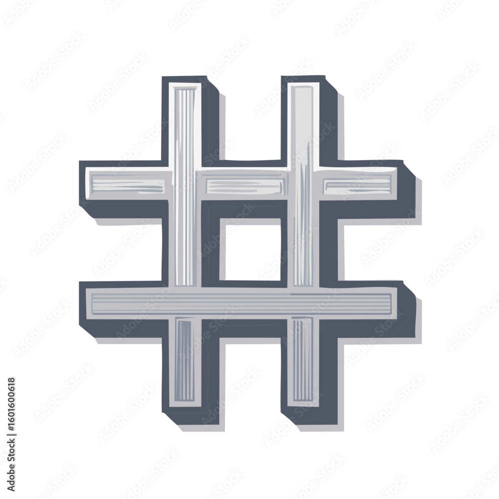 Obraz premium Stylized Hashtag Shape on White Background with Subtle Shadow