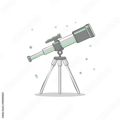 Telescope on Tripod Gazing at the Stars for Astronomy and Space Exploration