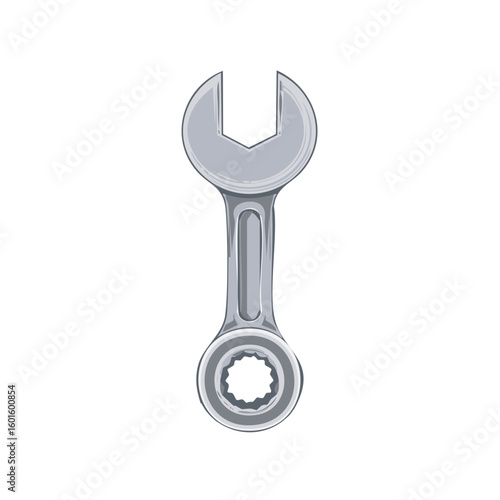 Grey Open End Wrench with Ring Repair Tool Illustration for Mechanical Work or Plumbing