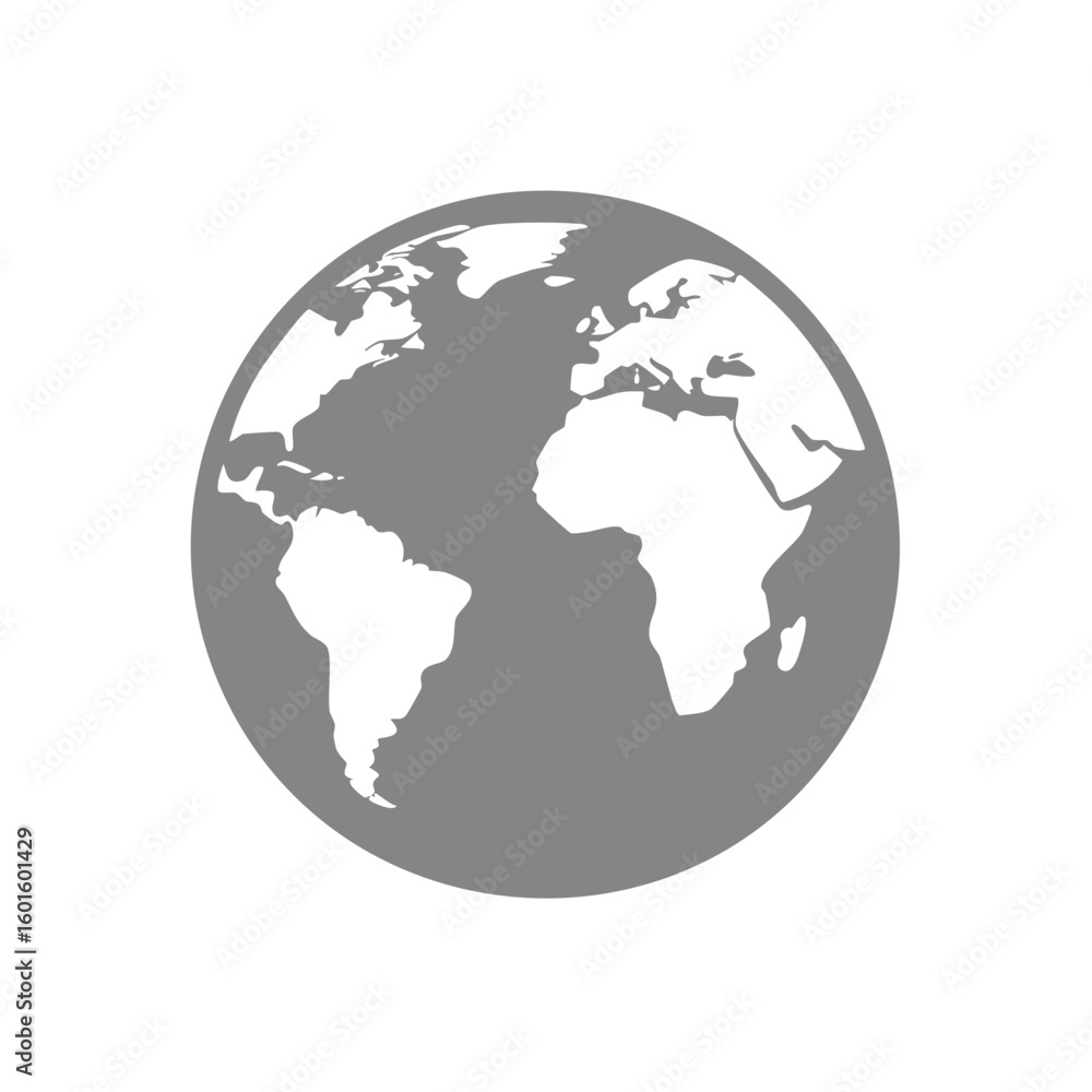 Globe Icon Vector Illustration Gray Earth World Continent Map Global Geography Design Globe Icon Vector Illustration Gray Earth World Continent Map Global Geography Design