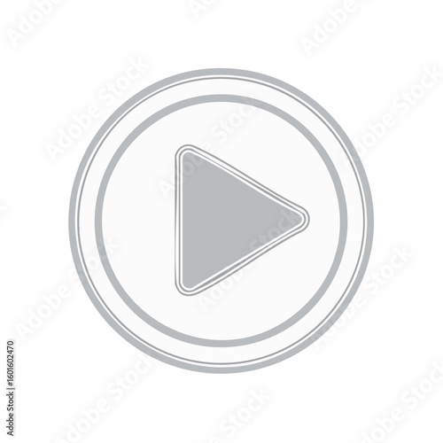 Silver Play Button Icon Inside Circle Graphic for Media Controls, App Elements, and Web Design Projects