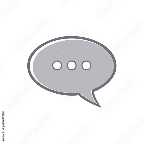 Simple Gray Speech Bubble with Three Dots Inside Minimalist Communication Icon