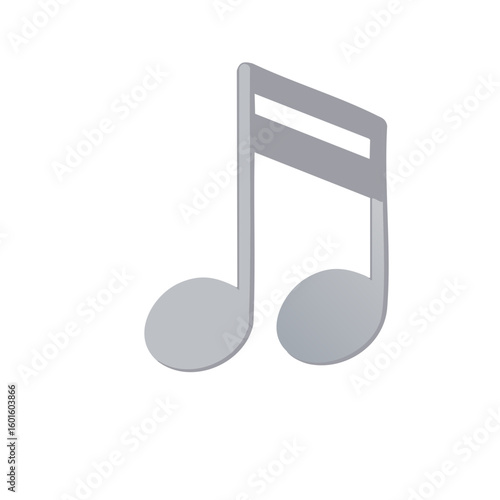 Stylized Music Note Illustration in Silver Tones Graphic Musical Element Icon