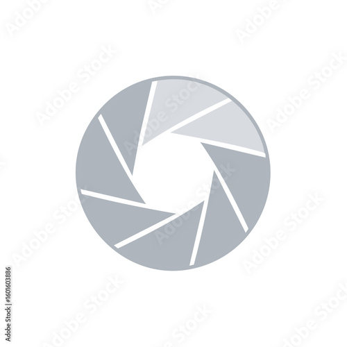 Simple Gray Aperture Icon, Camera Lens Diaphragm Graphic Element, Circular Form Illustration