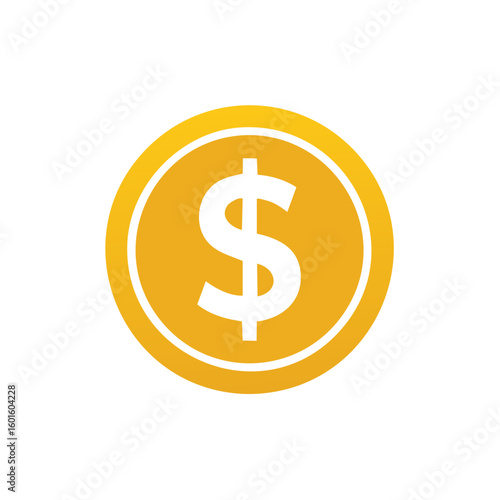 Simple gold coin illustration with a dollar sign in the center depicts financial security and potential wealth