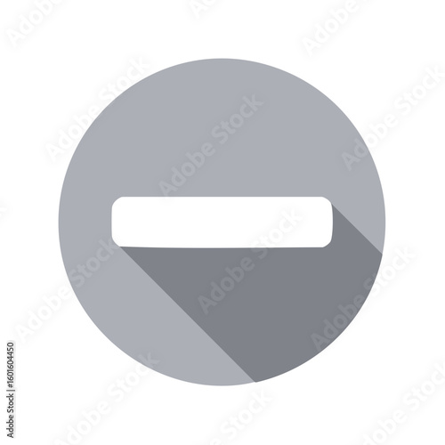 Minus Sign Inside Gray Circle Minimal Negative Symbol Round Icon with Shadow
