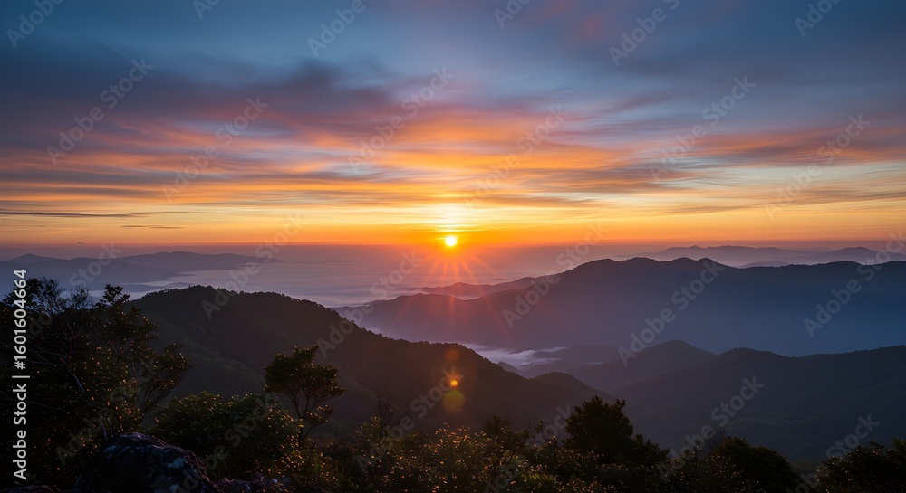 Obraz premium Sunrise over mountain