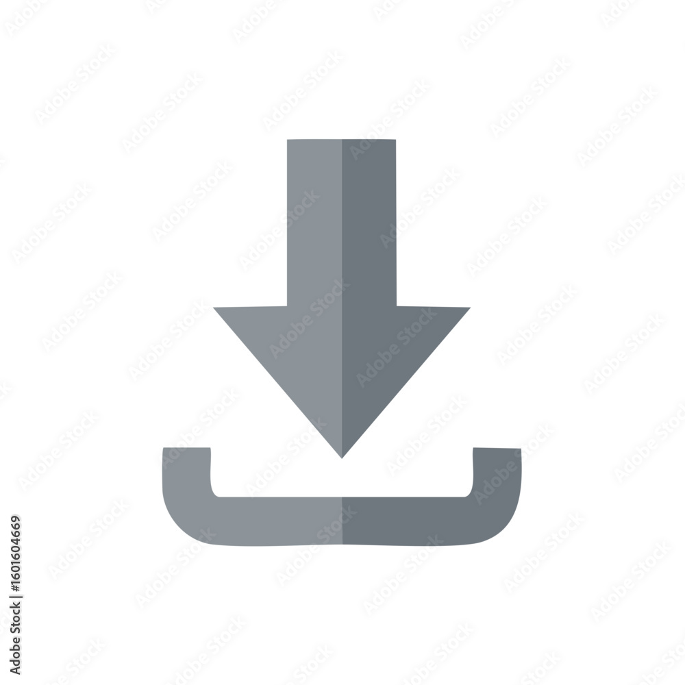 Simple Gray Download Icon Vector Illustration; Downloading Symbol Sign Graphic Simple Gray Download Icon Vector Illustration; Downloading Symbol Sign Graphic