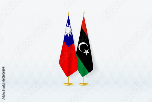 Taiwan and Libya Flags Side by Side, Symbol of International Partnership.
