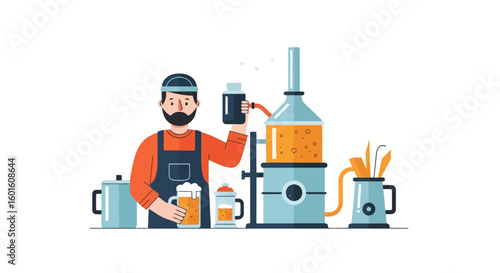 Brewery Process: A Cartoon Illustration of Beer Production