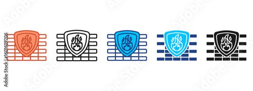 Firewall Icon Set Multiple Style Collection