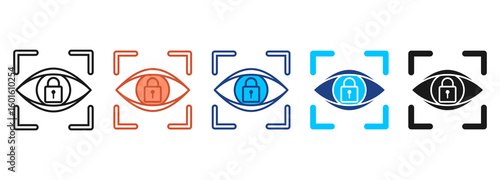 Eye Recognition Icon Set Multiple Style Collection