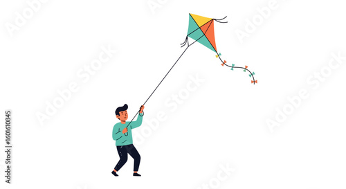 Boy Flying a Kite: Childhood Fun and Outdoor Activity