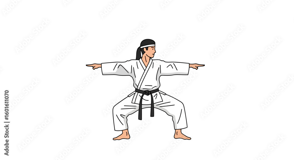 Obraz premium Martial Arts Stance: Karate Practitioner in Action