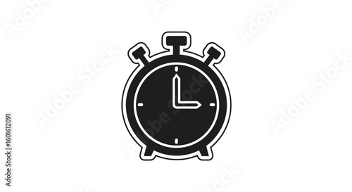 Illustration of a black and white analog stopwatch with visible clock hands
