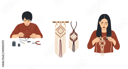 Macrame Crafting: People Creating Textile Art