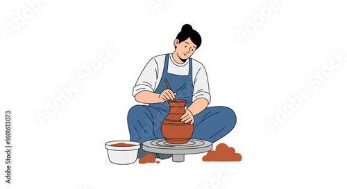 Artistic Potter Shaping Clay on Wheel - Creative Hobby