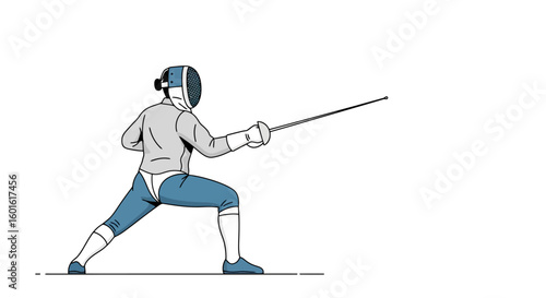 Fencer in Action: A Dynamic Illustration of Swordsmanship