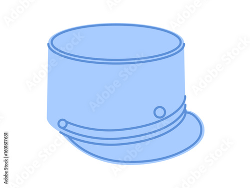 Kepi Hat. Head Fashion accessory cap with flap clothing technical illustration. Vector headgear for Men, women, unisex style, flat template CAD mockup sketch outline isolated