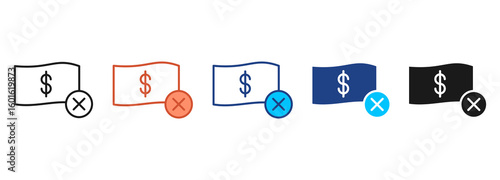 Cashless Payment Icon Set Multiple Style Collection