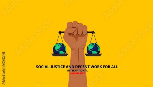 International labour day may first social justice and decent work for all concept