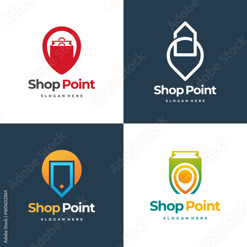 Free Download Set of Shop Point logo designs concept vector, Local Shop logo designs template, logo symbol icon - GFXLoad
