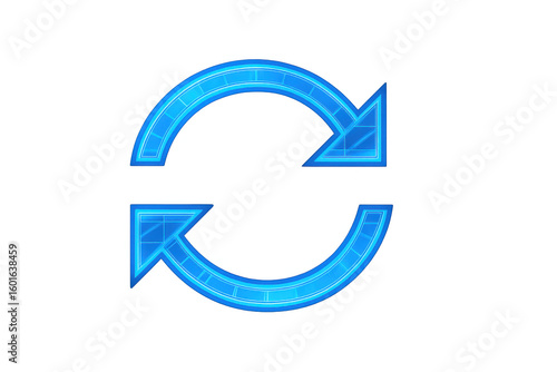Free Download Blue circular arrows rotating, symbolizing refreshing, reloading, synchronizing digital process on transparent backdrop - GFXLoad