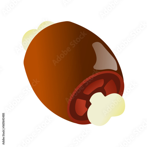 Vector Cut of Raw Beef with Bone Detail