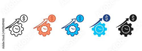Cost Efficiency Icon Set Multiple Style Collection