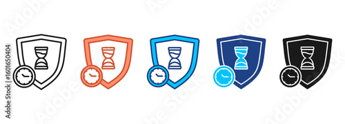 Time Keeping Icon Set Multiple Style Collection