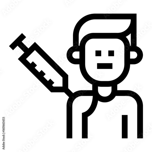Icono de vacunación. Salud, prevención y protección médica. Persona vacunándose. Ilustración vectorial 