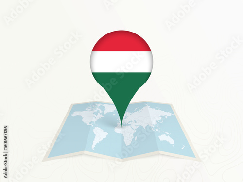 Hungary Map Pin with National Flag on Open World Map. Free Download Hungary Map Pin with National Flag on Open World Map. - GFXLoad