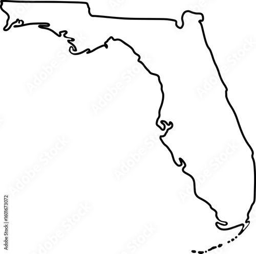Outline map of the state of Florida in the USA