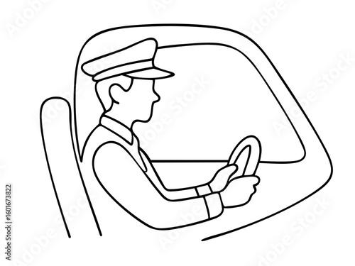 Outline Pilot at Aircraft Controls — Aviation Professional Flying Airplane in Cockpit Cabin During Commercial Flight

