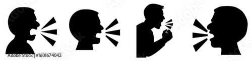 Silhouettes of Angry People Shouting — Emotional Outburst, Yelling, Frustration and Verbal Expression of Conflict and Stress

