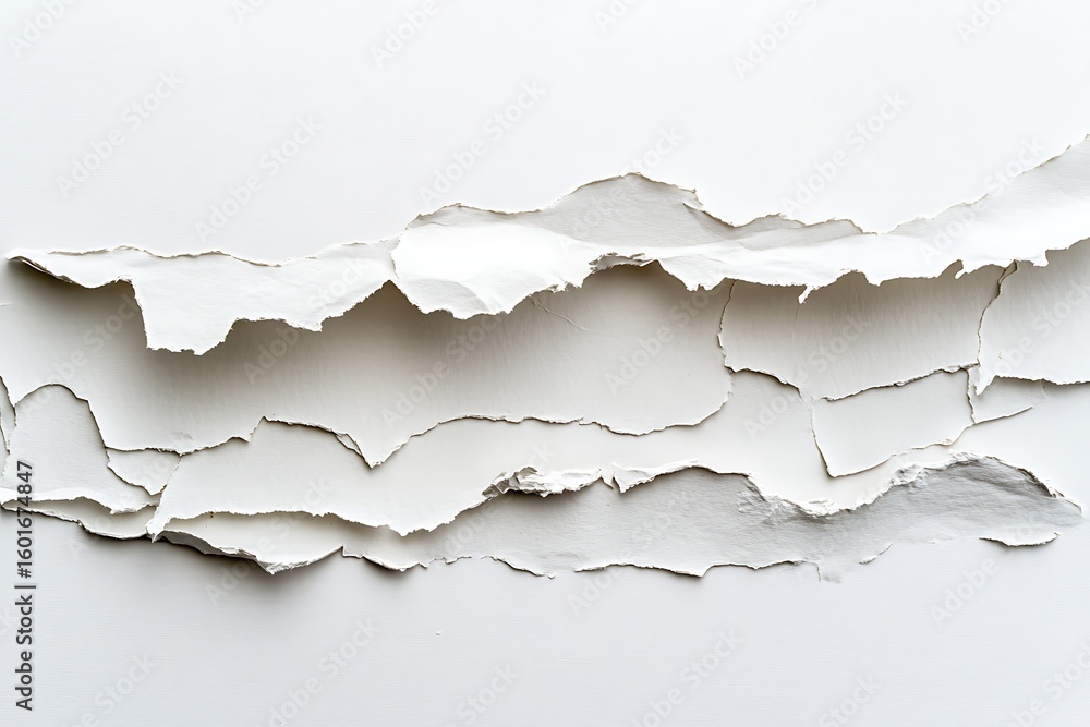 Obraz premium Peeling paint on a white wall creating a textured surface for backgrounds and design elements