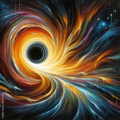 Digital illustration blackhole space universe astronomy swirl colors