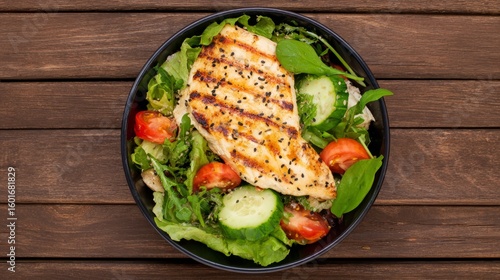 Wallpaper Mural Grilled Chicken Salad with Fresh Vegetables Torontodigital.ca