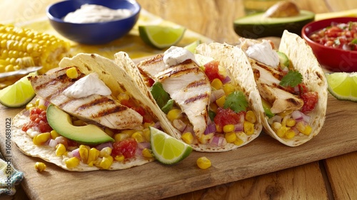 Wallpaper Mural Delicious Chicken Tacos with Fresh Vegetables and Salsa Torontodigital.ca