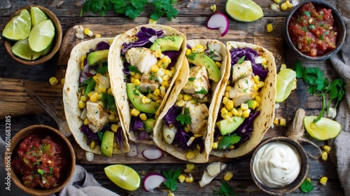 Wallpaper Mural Delicious Fish Tacos with Fresh Vegetables and Salsa Torontodigital.ca