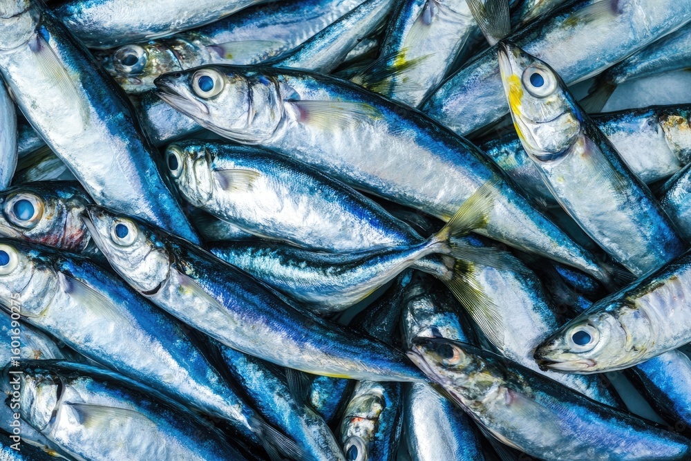 Fototapeta premium fresh sardines fish on the market