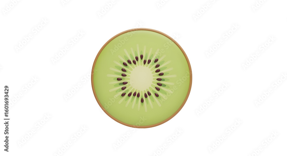 Obraz premium Fresh Green Kiwi Fruit Slice on Transparent Background